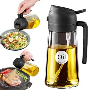 16 Unzen/470 ml Glas Olivenöl Sprüher zum Kochen mit Aufklebern, 2 in 1 Ölspender - Bild 1 von 11
