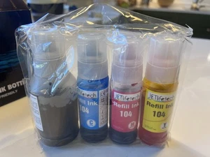 4 pk refill ink fits Epson ecotank 104 ET-2710 ET-2711 ET-4700 ET2810 - Afbeelding 1 van 3