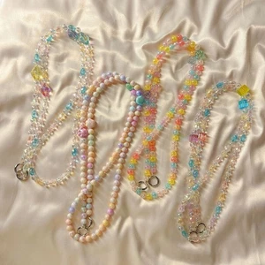 Chain Beaded Crossbody Bag Strap Transparent Bag Chain Cell Phone Lanyard - Photo 1 sur 6