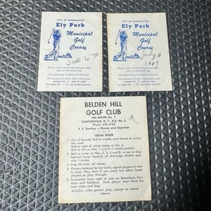 Vintage 60s 70s Golf Collectibles ELY PARK & BELDIN HILL GOLF CLUB Score Cards - Picture 1 of 11