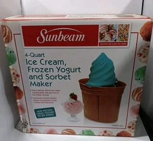 NIB SunBeam 4Qt Ice Cream, Frozen Yogurt and Sorbet Maker FRSBBK04-BLU3 - Picture 1 of 5