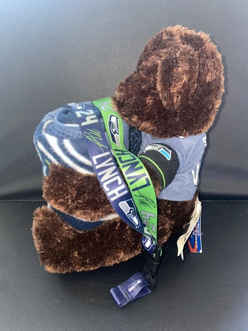 NFL Seattle Seahawks 12” Teddy Bear Throw Blanket Lanyard Bundle with Tags Cover