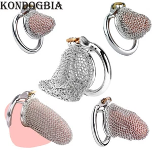 Dispositivo de castidad masculina de acero inoxidable jaula Hauberk para hombres cinturón de bloqueo de metal - Imagen 1 de 33