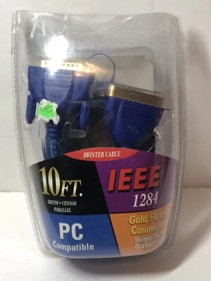 GE IEEE 1284 Parallel Printer Cable 10 ft PC Printer Gold Plated Connectors - Image 1 of 3