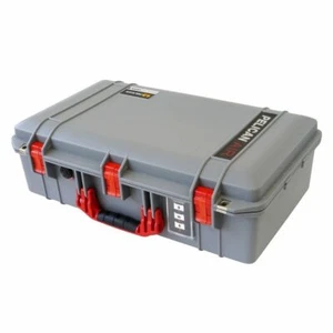 Silver & Red Pelican 1555 Air case With Foam. - Picture 1 of 3