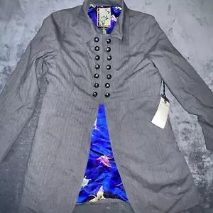 2 Old Hippies Blazer Jacket Womens Large Grey Silk Butterfly Grunge Utility - Picture 1 of 8