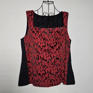 Lane Bryant Sleeveless Black Red Fitted Side Zip Top Nwt Plus 18 - Picture 1 of 8