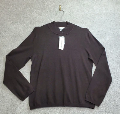 David Brooks Sweater Womens Large Brown Silk Blend Knit  Crew Neck Pullover FLAW - Image 1 of 4