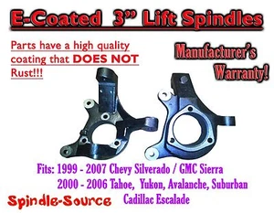 1999 - 07 GM 1500 TRUCK SUV 2WD 3" Lift Spindles Silverado Sierra E-COAT NO RUST - Picture 1 of 1