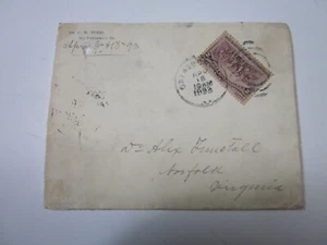 US BRIEF 1893 OWINSBORO NY NACH NORFOLK VIRGINIA AUS DR CH TODD BRIEFMARKE #231 - Bild 1 von 3