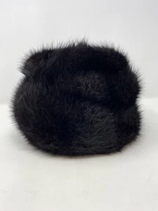 Vintage MidMod 1950's Unmarked Black Beaver Fur Pill Box Hat Cap - Picture 1 of 9