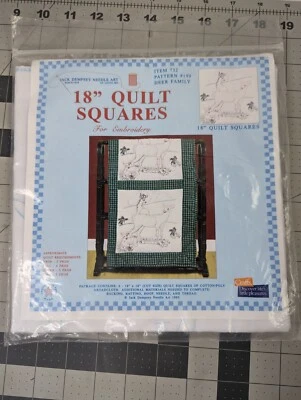 Jack Dempsey Needle Art 18 Inch Quilt Squares Deer Family - Image 1 of 4