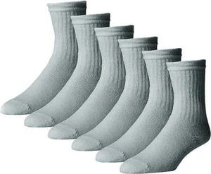 Wholesale Lot Solid Gray Men's Athletic Crew Sport Socks Cotton Size 9-11 10-13 - Picture 1 of 5