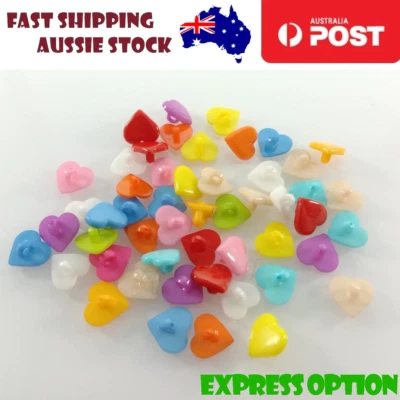 100x 15mm Hearts Shank Plastic Buttons Children's Apparel Sewing DIY Crafts - Image 1 of 4