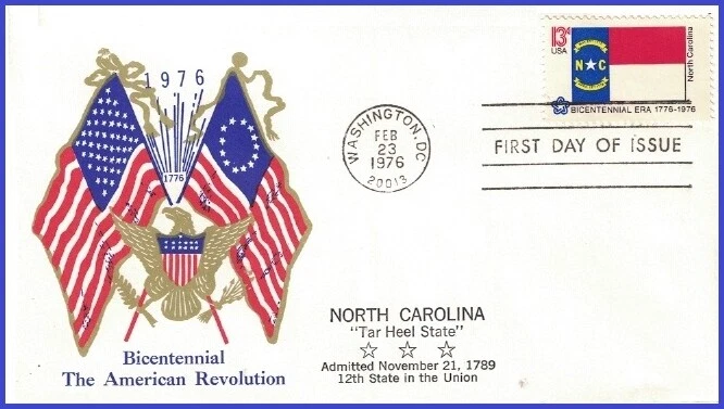 USA3 #1644 U/A BOERGER 2 FDC   North Carolina State Flag - Image 1 of 1