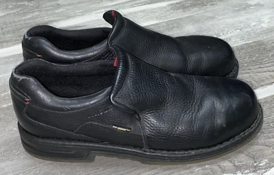 WOLVERINE Men Marcum Slip On Steel Toe Work Slip Resistant Black Leather Shoes - Image 1 of 4