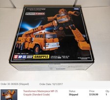 Transformers Masterpiece Grapple MP-35 Takara Tomy MISB AUTHENTIC USA SELLER