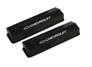 Holley 241-286 Chevy Bowtie Fabribcated Valve Covers Centerbolt SB Chevy V8's  - Picture 1 of 4