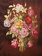 Vintage Aubusson Floral Tapestry Panel - Wool & Silk - France - Mid 20th Century
