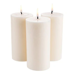 3 Pack Unscented Pillar Candles 65 Hours Long Burning Christmas White - Picture 1 of 11