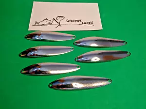 6 - 1/2 oz Metal Fishing spoon Silver Trolling Drifting Flutter Blanks 3" - Picture 1 of 7