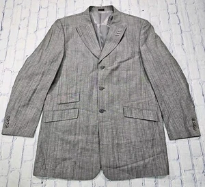 Falcone Superlative 150s Blazer Jacket Sport Coat Gray Long Striped SIZE 44L - Picture 1 of 11