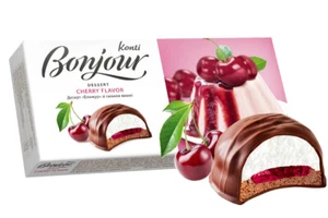 Caja de regalo de dulces ucranianos KONTI postre "Bonjour" sabor cereza 232 g 8,18 oz - Imagen 1 de 1
