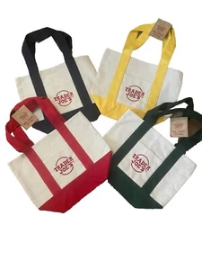 Trader Joe’s mini canvas reusable tote bags set of All 4 Colors New - Picture 1 of 3