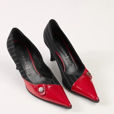 Casadei Gatito Tela Cuero Punta Tacones Talla 38.5 EU / 8.5 US Foto 1 de 4