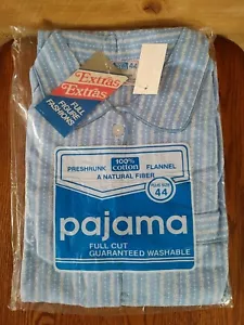 YDC 100% Cotton Flannel Pajama Set Womens 44 Plus Size Vintage New 1989 Blue - Picture 1 of 4