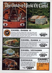 1968 Camel Oasis Voyager & Caravan Camping Tent Original Color Print Ad - Picture 1 of 1