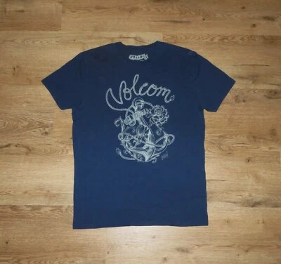 VOLCOM "Caspian Delooze" T-Shirt Gr. L Slim Fit navy dunkelblau top Zustand - Bild 1 von 4