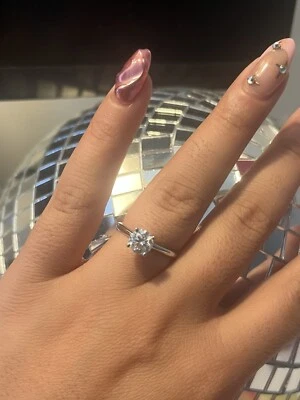 Solitaire Engagement Ring, Lab Grown 14K White Gold Round Cut - Image 1 of 4