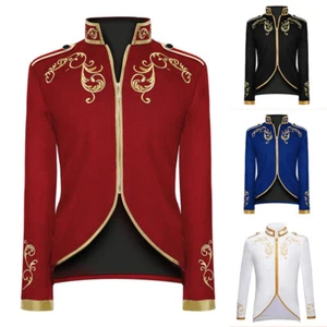 Hombres Barroco Bordado Traje Blazer Chaqueta Medieval Abrigo Showman Vestido Elegante - Imagen 1 de 16