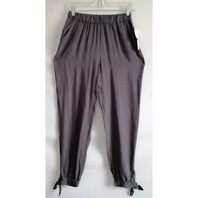Joe B Womens Cropped Pants Gray Mid Rise Elastic Waist Pockets Pull Ons S New - Image 1 of 4