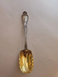Vintage Tiffany Co Preserve Spoon 9" Richelieu Sterling Gold Wash Mono MCA 91 g - Picture 1 of 10