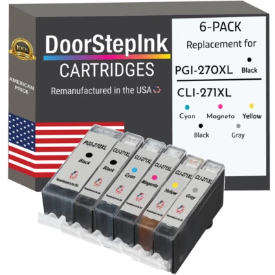 DoorStepInk Compatible Ink Cartridge for Canon PGI-270XL Black and Color 6Pk-USA - Image 1 of 4