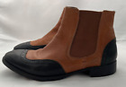 Ilenia P. Women's 2 Tone Brogue Menswear Style Leather Boots Italy 39 US 8.5