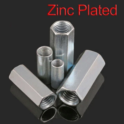 Hex Rod Coupling Nuts Bar Stud Long Nut - Zinc Plated M6 M8 M10 M12 M14 M16 M20 - Image 1 of 4