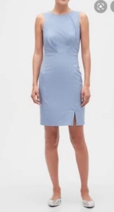 Neu mit Etikett $ 100 Banana Republic himmelblau Stretch ärmelloses Etuikleid Gr. 2 - Bild 1 von 11