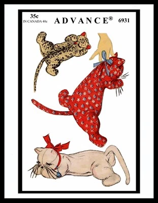 Advance 6931 Stuffed Animal Pattern Sleeping KITTY CAT TOY GIRL BOY Child KIDS - Image 1 of 4