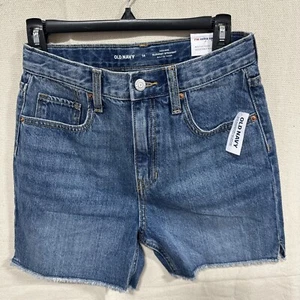 Old Navy Shorts Mädchen 14 verstellbar blau Denim hoher Bund lässig gerader roher Saum - Bild 1 von 6