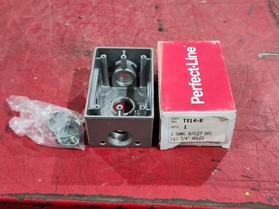 NEW IN BOX PERFECT LINE GANG OUTLET BOX TX14-6 3/4" HOLES - Image 1 of 4