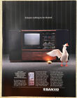 1985 Système Sanyo AV-4000 avec télécommande couleur TV AM/FM vintage annonce imprimée