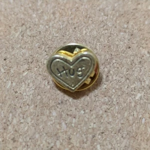 Vintage Hug Heart Gold Tone Lapel Pin Back - Picture 1 of 3