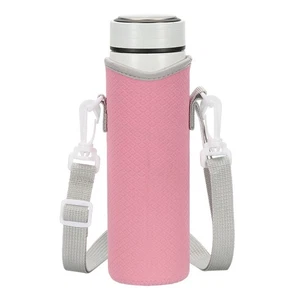 Manicotto per bottiglia d'acqua isolato in neoprene da 12 oz con cinturino, rosa - Foto 1 di 7