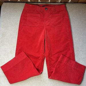 Talbots Red Corduroy Wide Leg High Rise Trouser Pants Stretch Size 8 Petite - Picture 1 of 7
