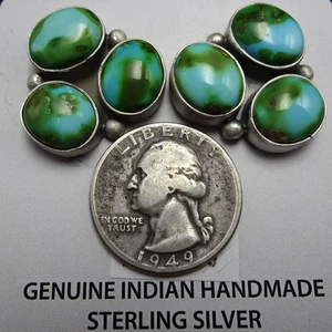PENDIENTES NAVAJO FIRMADOS ORO SONORO TURQUESA PLATA ESTERLINA racimo perforado - Imagen 1 de 12