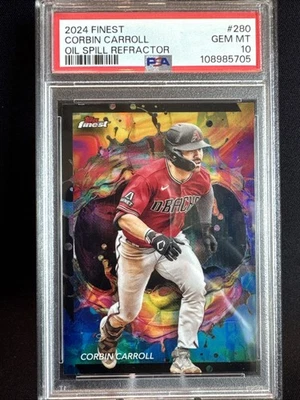 2024 Topps Finest Corbin Carroll Rare Oil Spill SSP PSA 10 Diamondbacks - Image 1 of 2