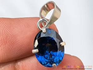 11 kt natürlicher zertifizierter blauer Saphir Edelstein Anhänger in 925 Sterlingsilber - Bild 1 von 4